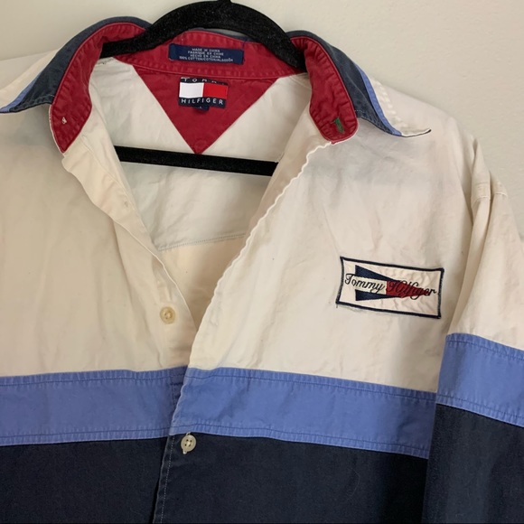 Tommy Hilfiger Vintage Color Block Button Down L - Picture 2 of 9